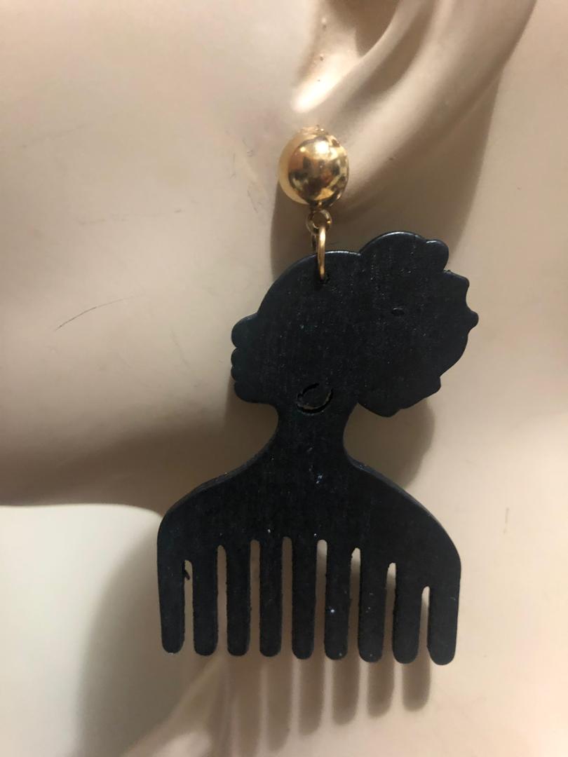 Head Combs Wood Earrings