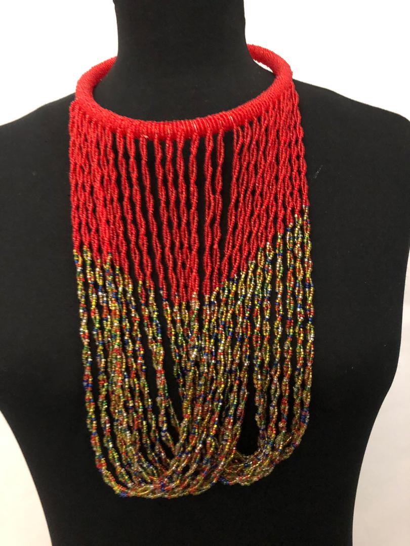 Fold Massai Bead Necklace and Earrings