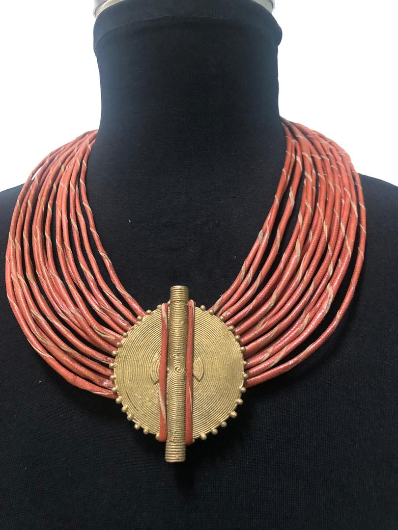 Leather Strands Bronze Necklace