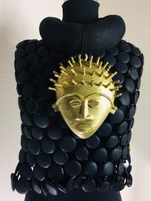 Button And Bronze Black Necklace Set