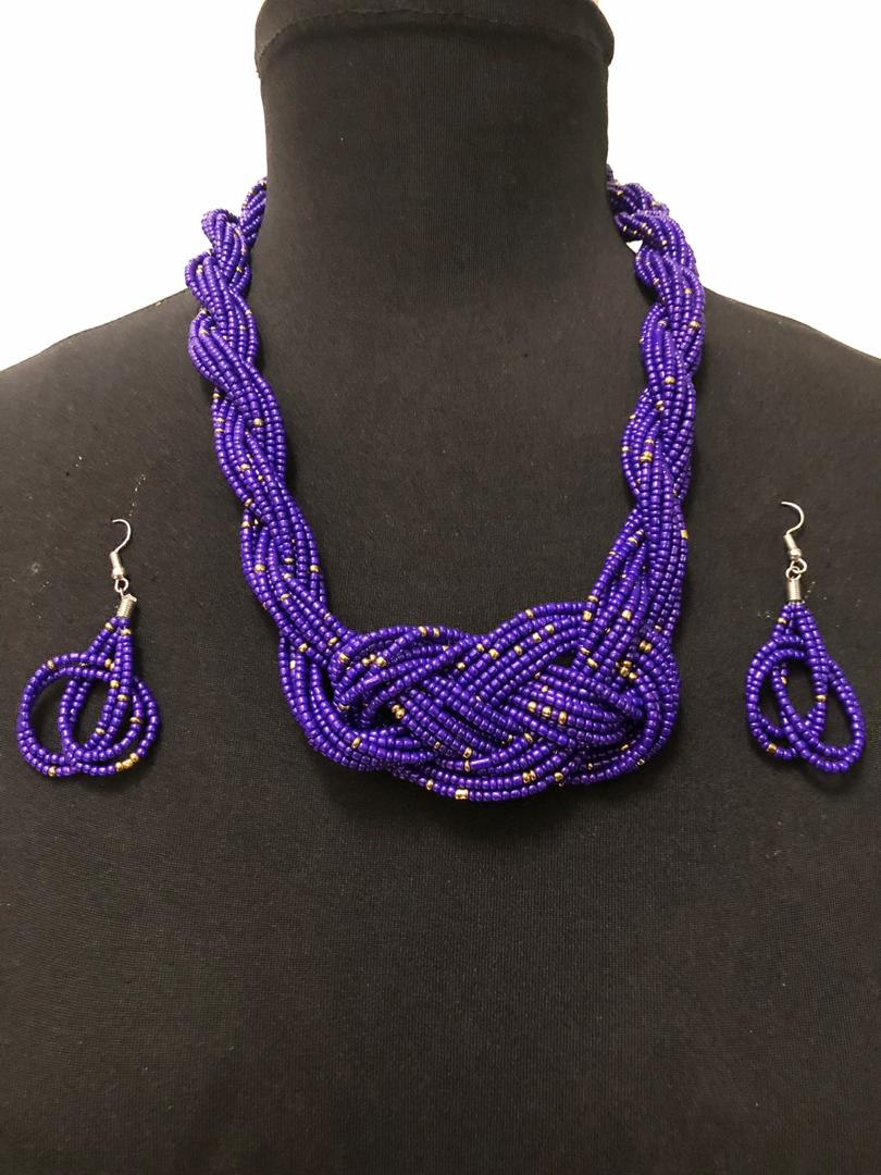 Bead Weaved Necklace And Earrings