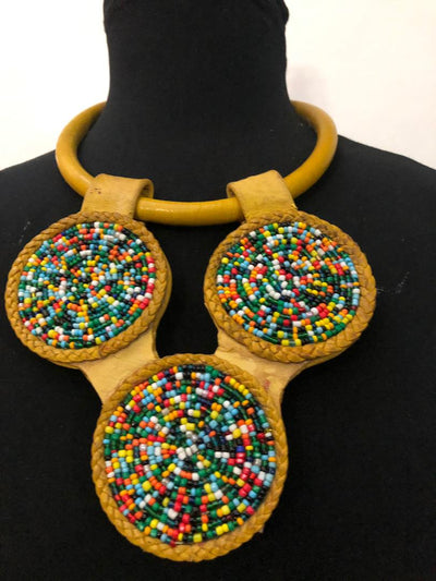 Leather Star Bead Necklace