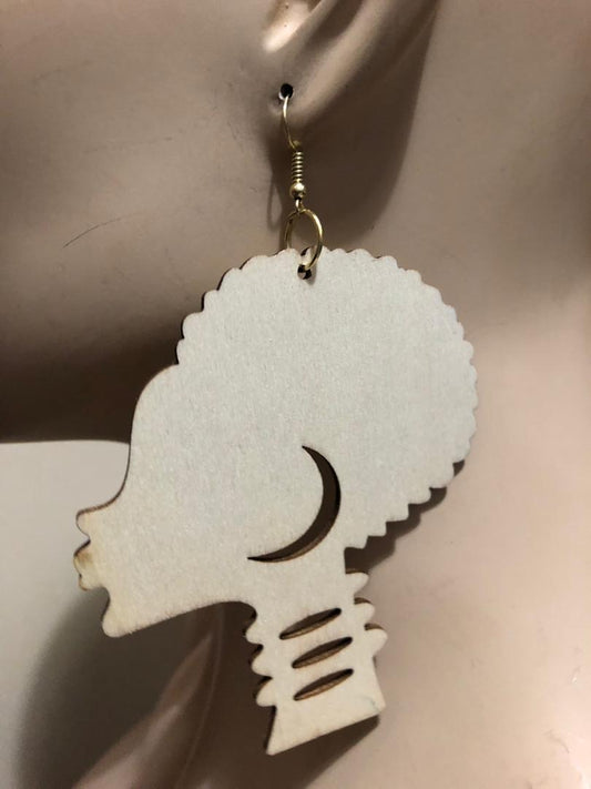 Wood Carved Earrings
