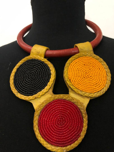 Leather Star Bead Necklace