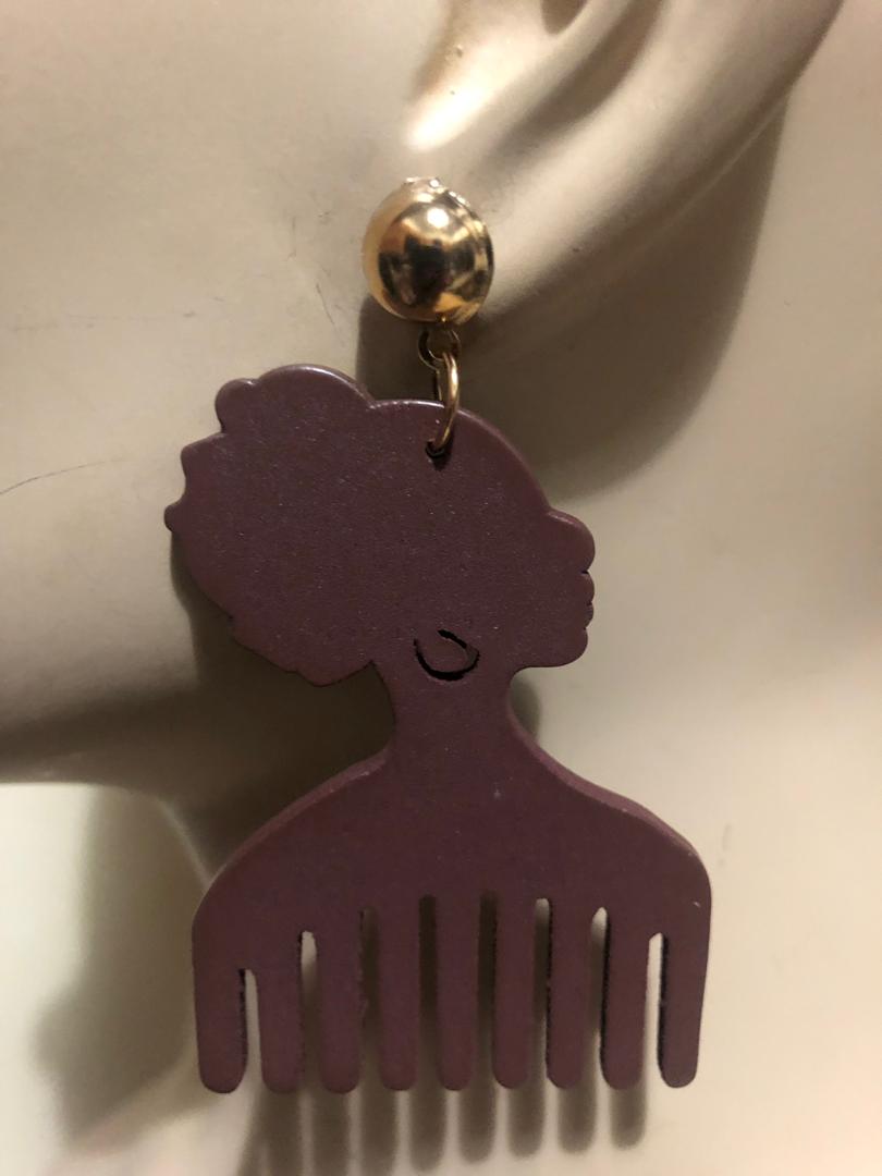 Head Combs Wood Earrings