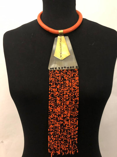 Leather Bone Drip Necklace