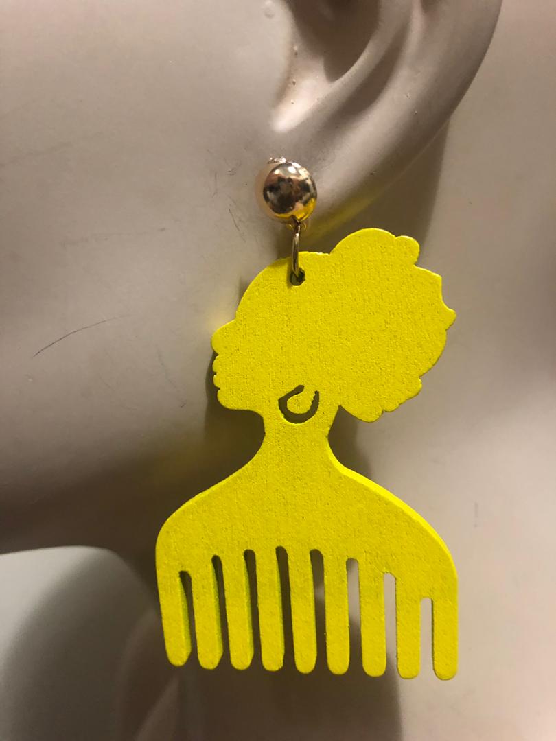 Head Combs Wood Earrings