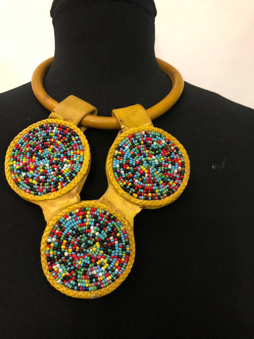 Leather Star Bead Necklace