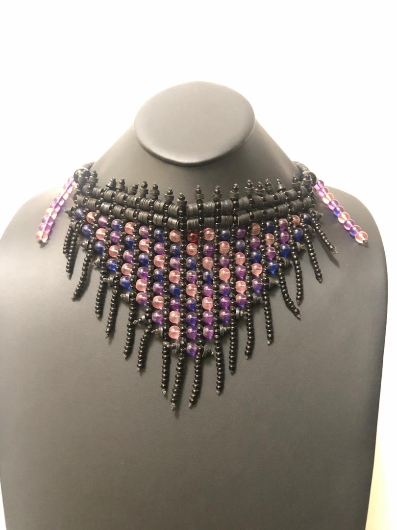 Glass Multi Bead Choker Necklace