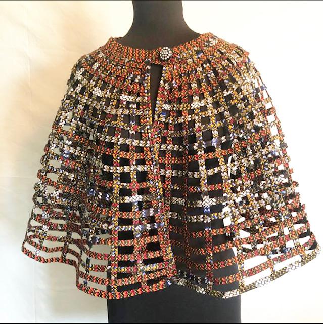 Ankara Necklace Big Fabric Gold Cape
