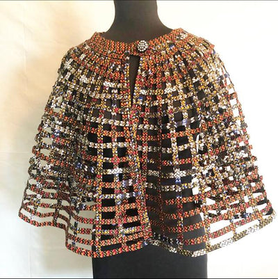 Ankara Necklace Big Fabric Gold Cape