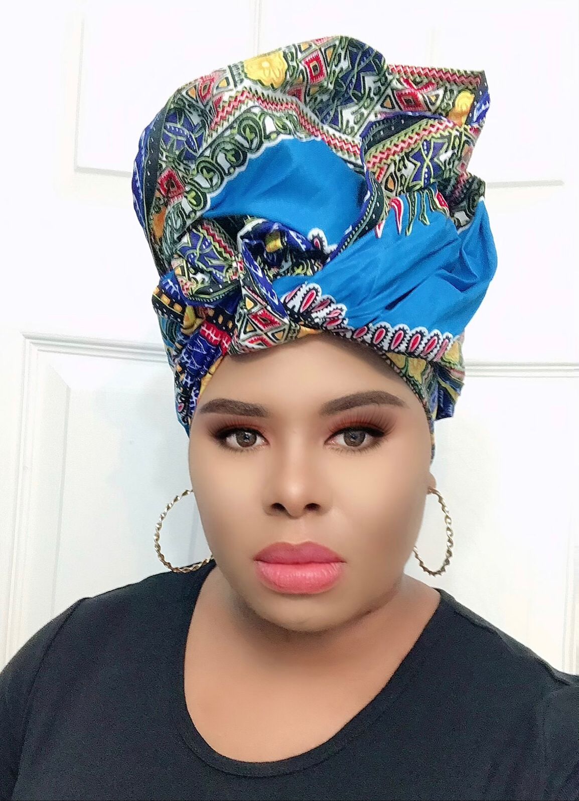 Blue Dashiki Head Wrap