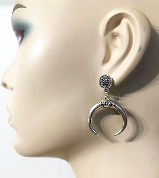 Silver Half Moon Earring