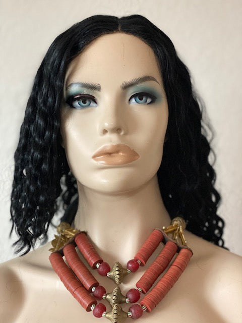 Vintage Jigida Coral Stacked Bead Necklace