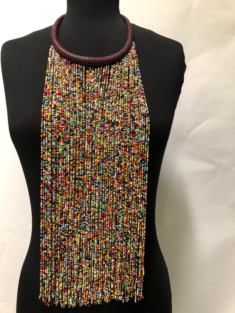 Leather Neck And Bead Necklace