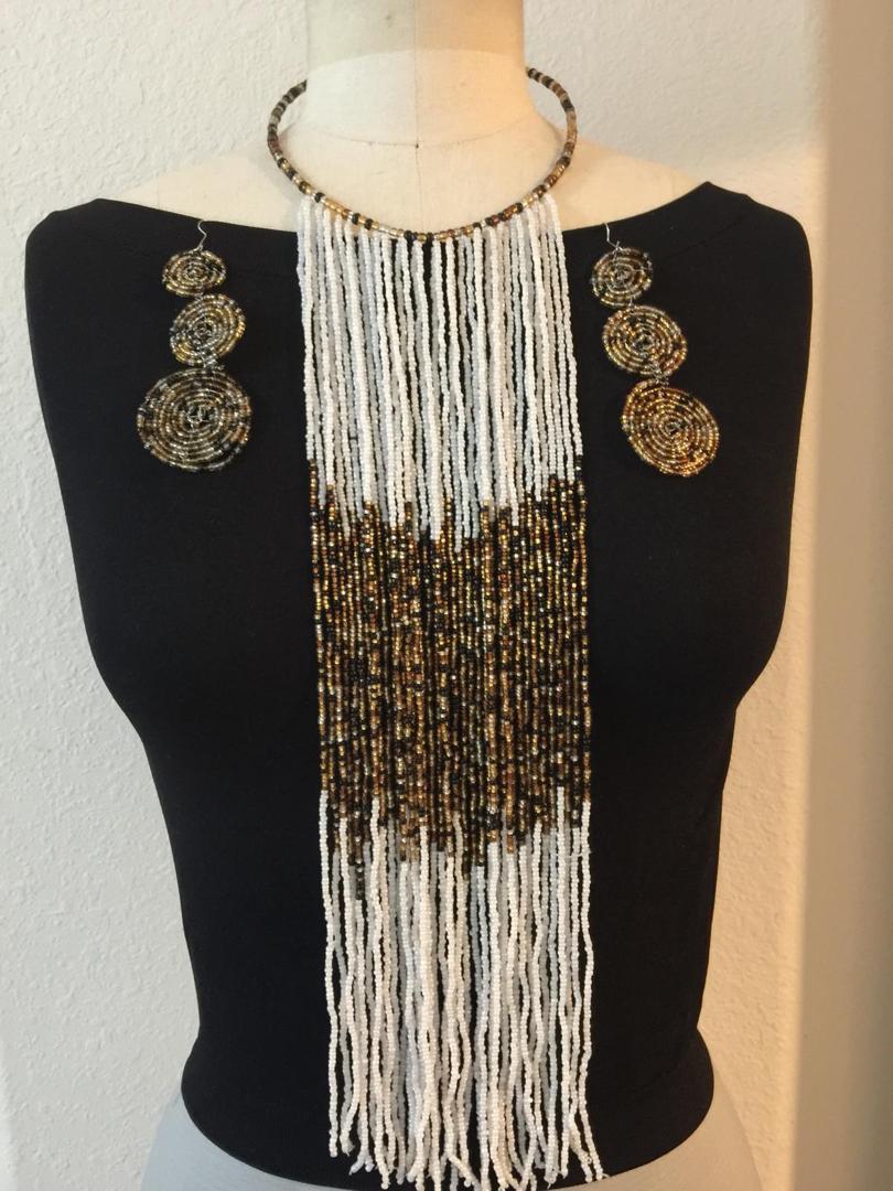 Binta Bead Necklace And Earrings Set