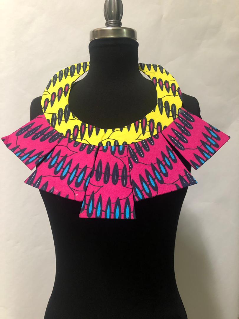 African Print Fan Necklace