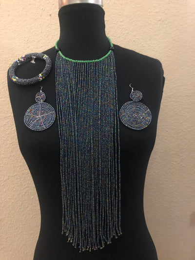 Binta Bead Necklace And Earrings Set