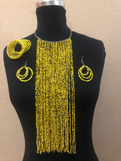 Binta Bead Necklace And Earrings Set