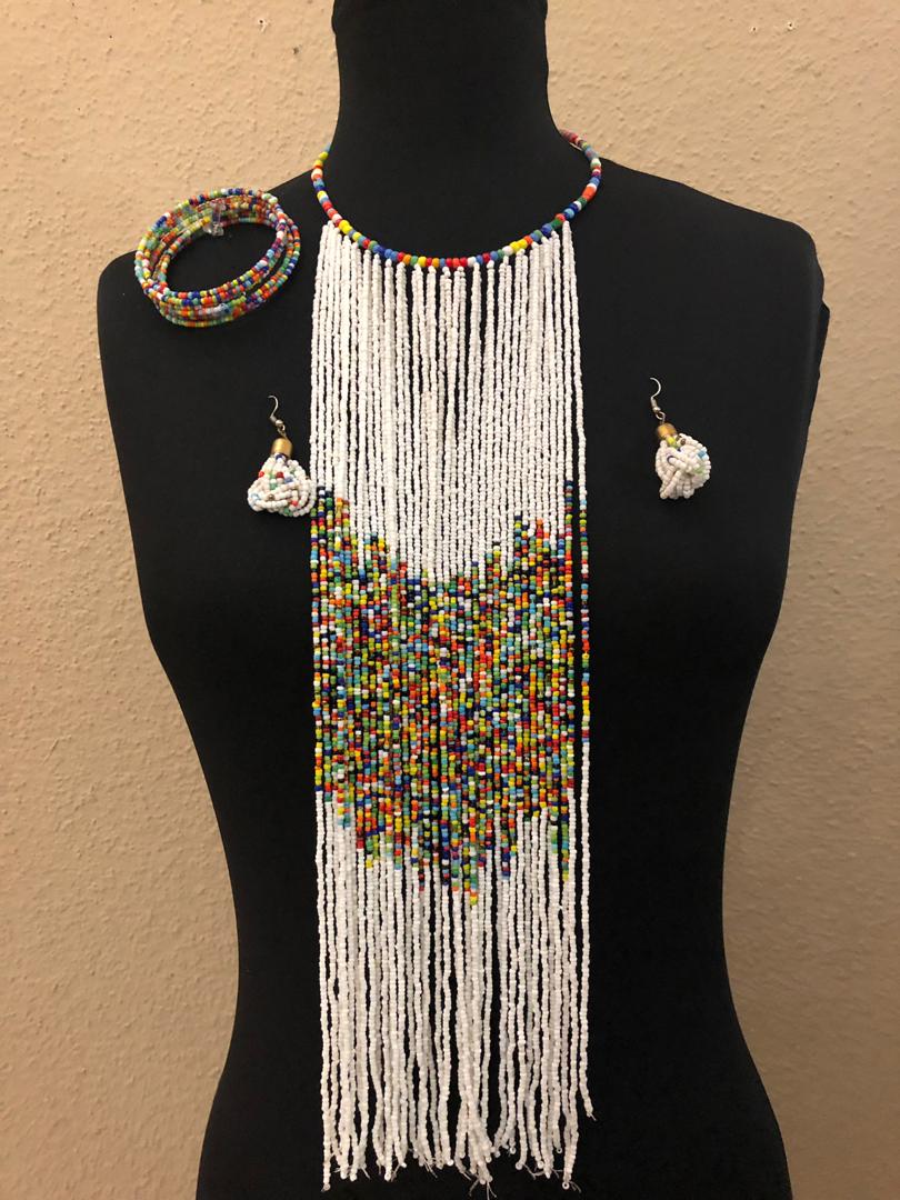 Binta Bead Necklace And Earrings Set