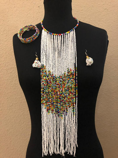 Binta Bead Necklace And Earrings Set