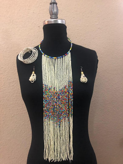 Binta Bead Necklace And Earrings Set
