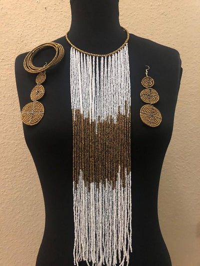 Binta Bead Necklace And Earrings Set