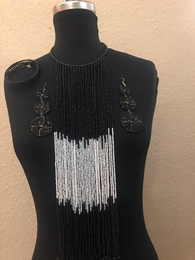 Binta Bead Necklace And Earrings Set