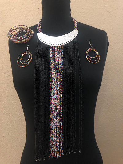Binta Bead Necklace And Earrings Set