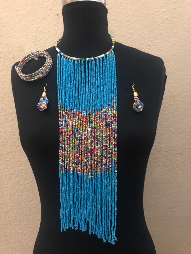 Binta Bead Necklace And Earrings Set