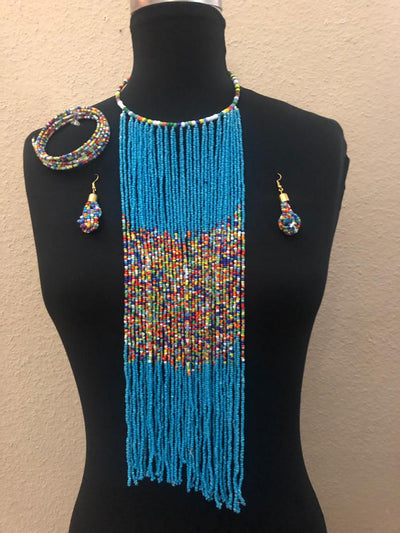 Binta Bead Necklace And Earrings Set