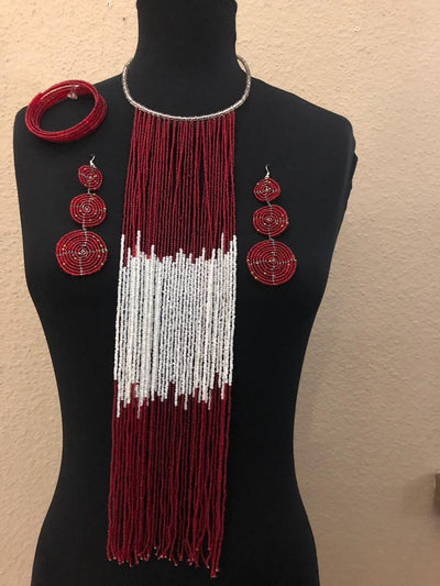 Binta Bead Necklace And Earrings Set