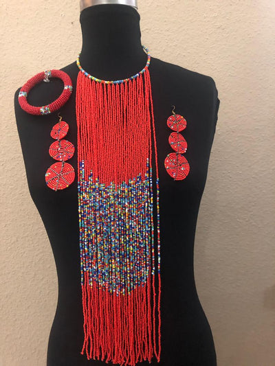 Binta Bead Necklace And Earrings Set