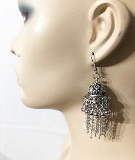 Silver Crystal Costume Earring