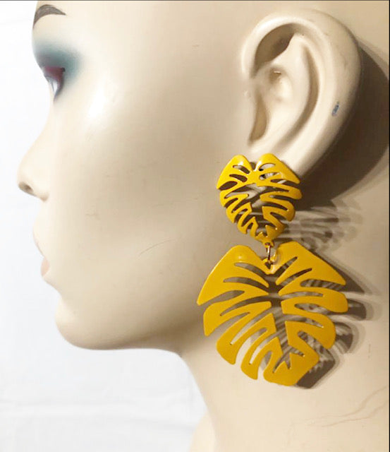 Green Palm Earrings