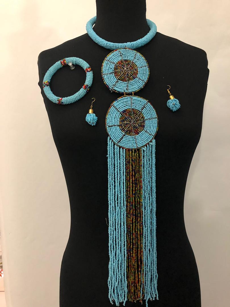 Duo Drip Maasai Necklace, bracelet and Earrings Set