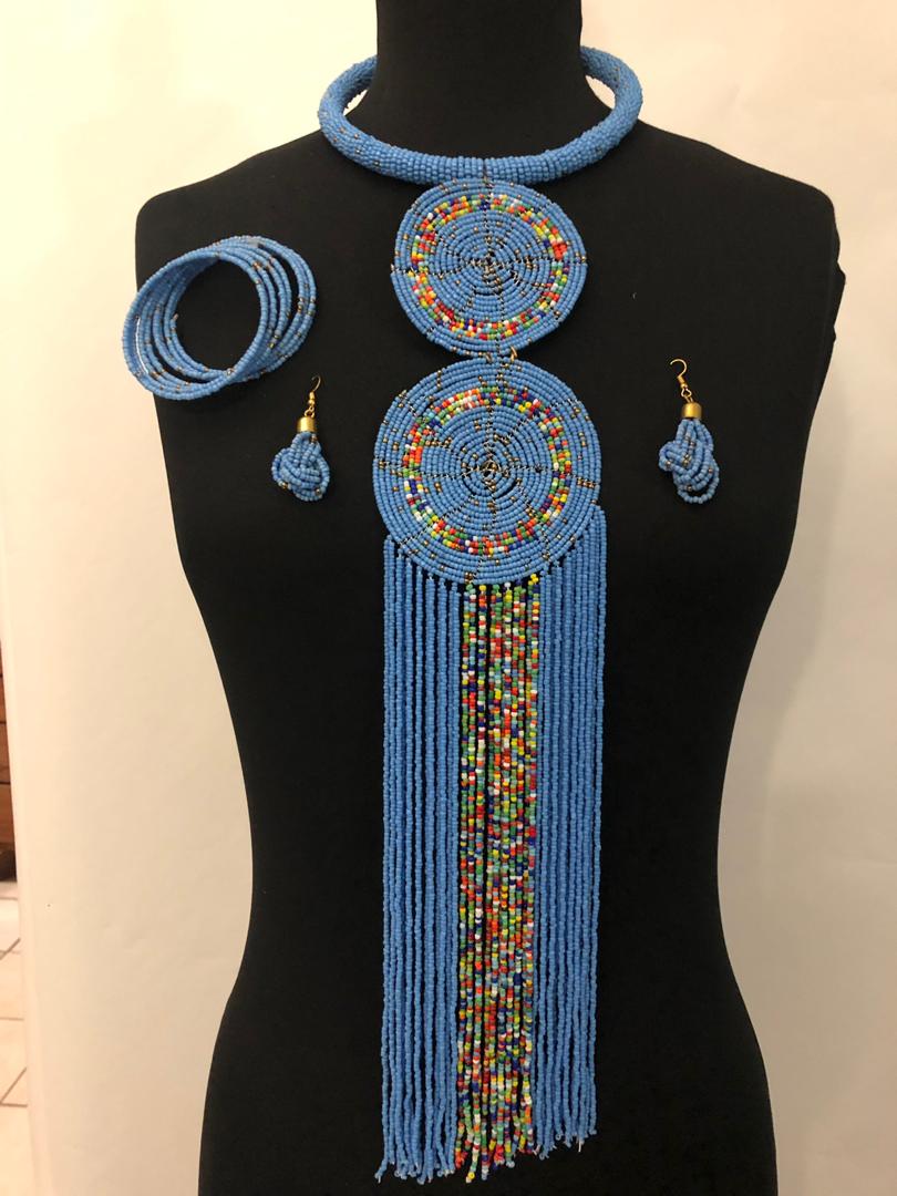 Duo Drip Maasai Necklace, bracelet and Earrings Set