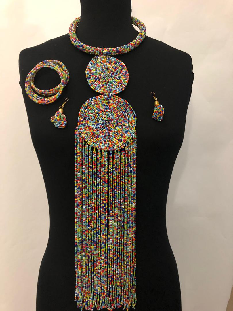 Duo Drip Maasai Necklace, bracelet and Earrings Set