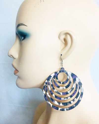 Circle Star Wood Earrings