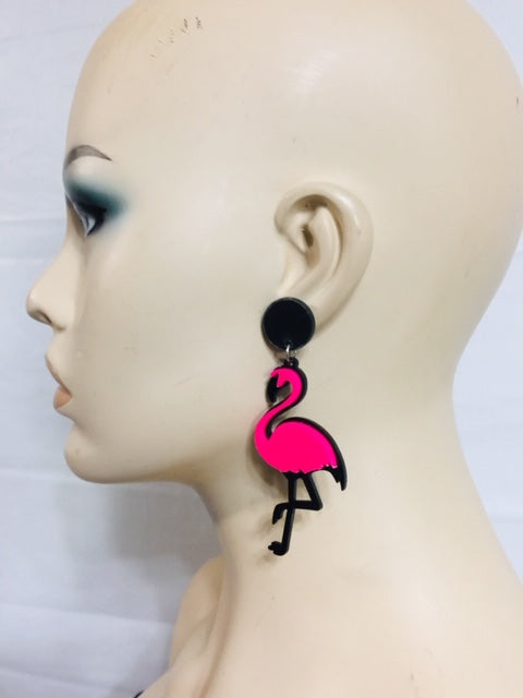 Pink Bird Earring