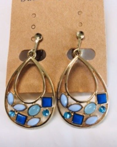 Stone Color Clips Earrings