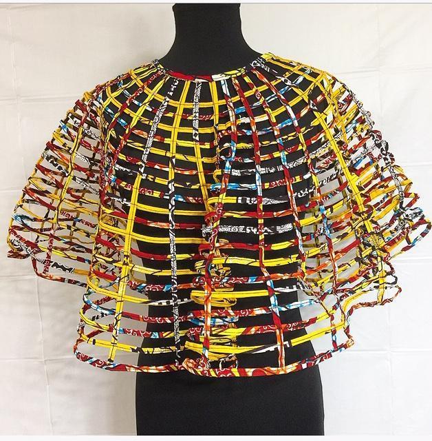 Ankara Necklace Big Fabric Mix Cape