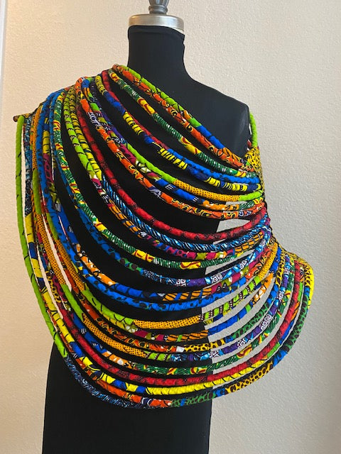 Ankara Fabric Multi Cord Necklace