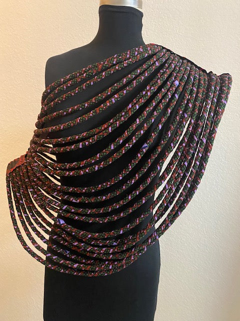 Ankara Fabric Cord Cape Necklace-Purple