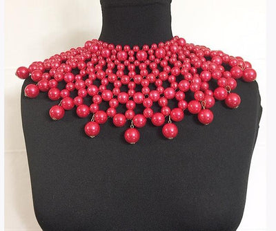 Fashion Pearls Red Mix Necklace