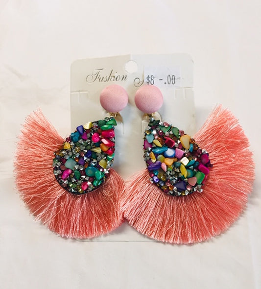 Clip Stoned Fringe earrings