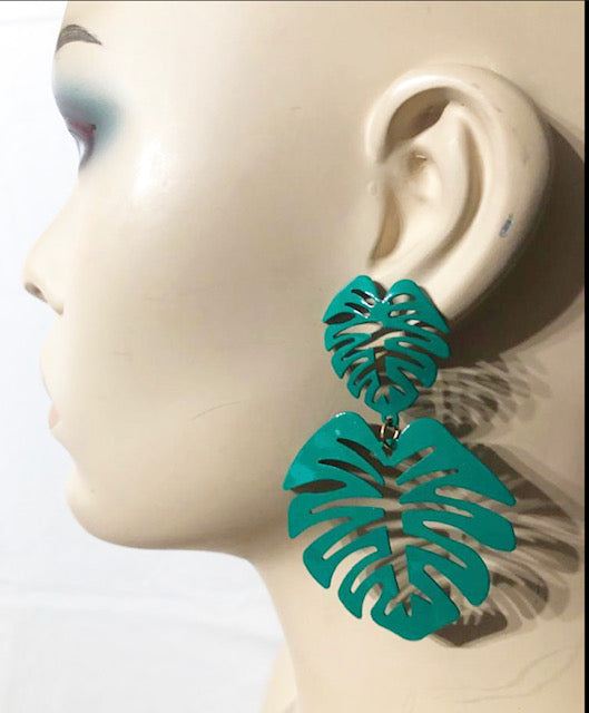 Green Palm Earrings