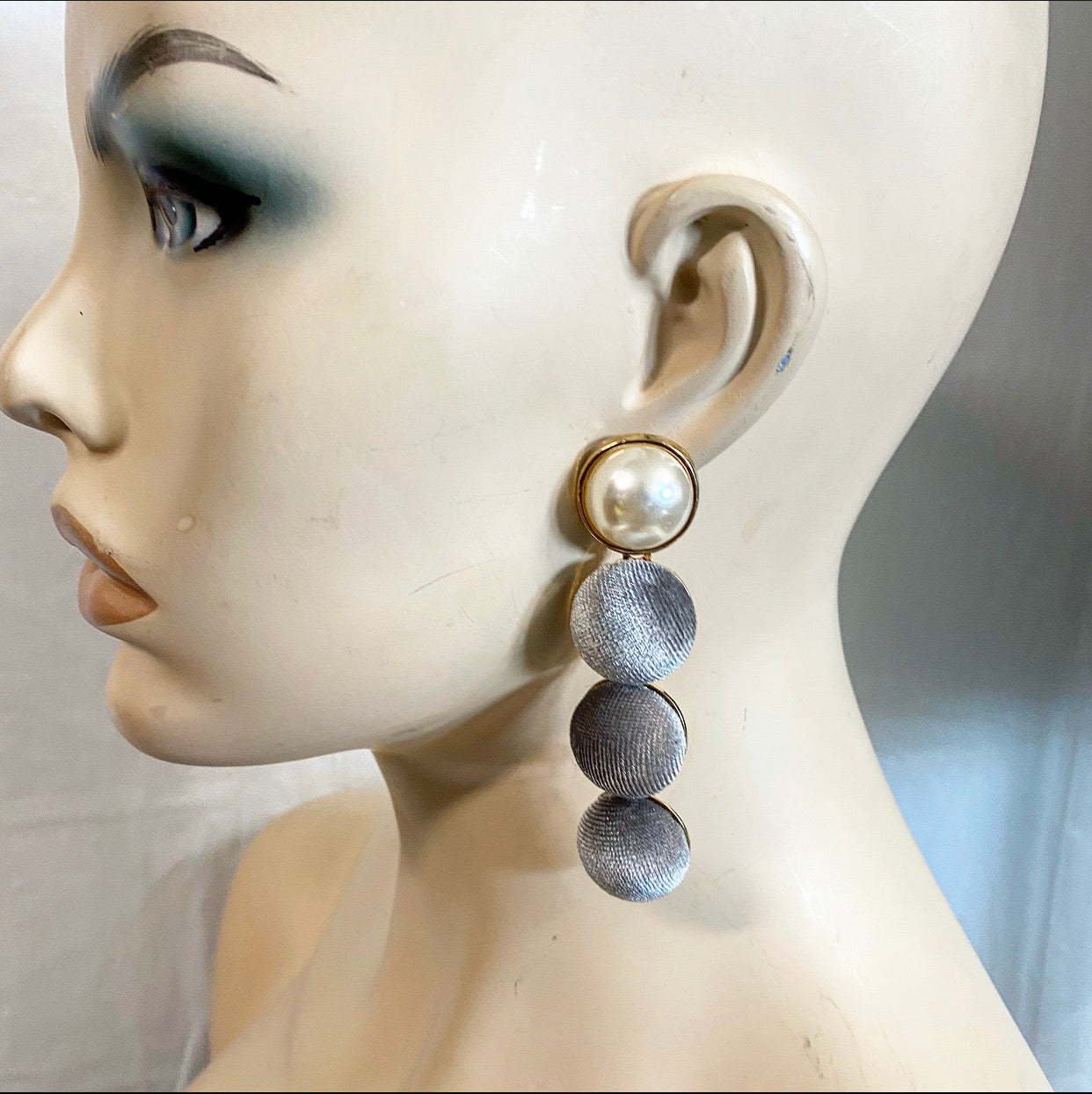 Suede Pearl Ball Earrings