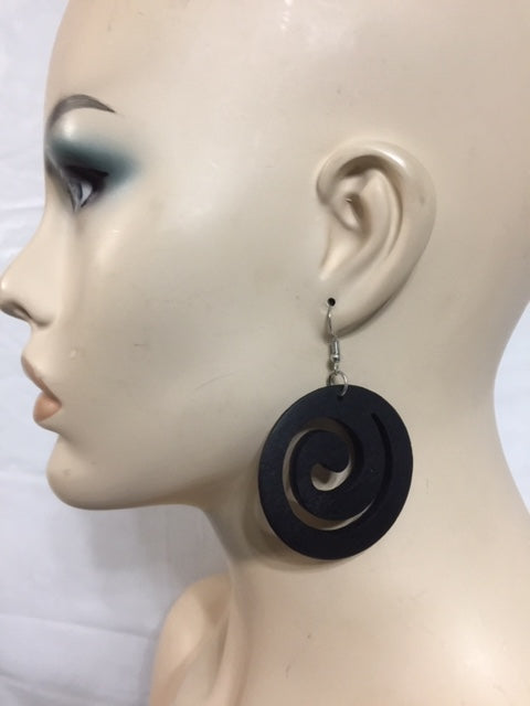 Spiral Hippie Wood Earrings