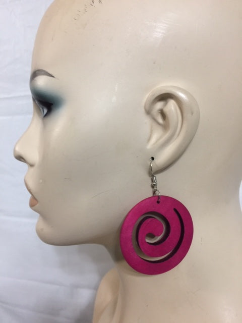 Spiral Hippie Wood Earrings